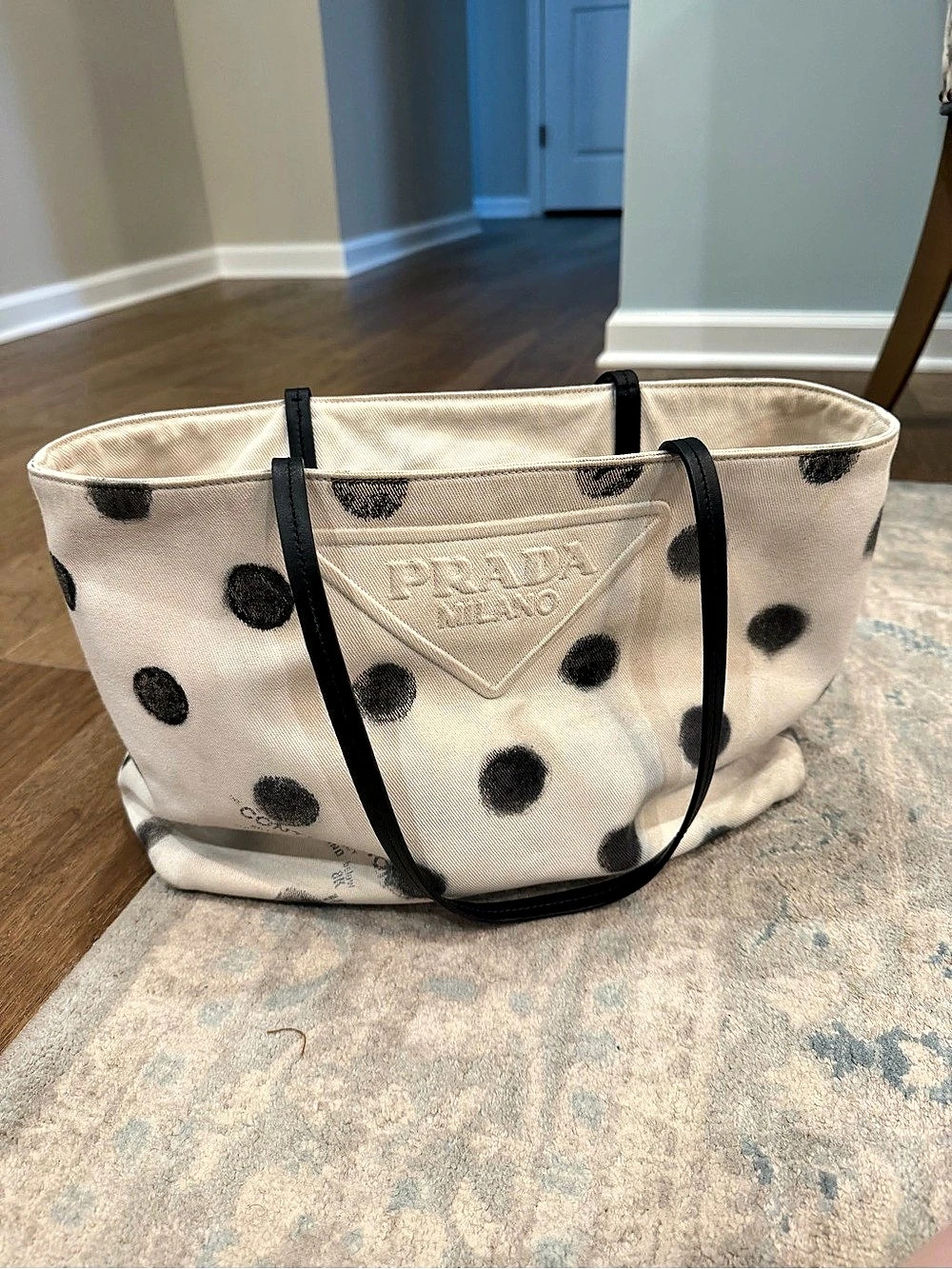 Prada Polka Dot Tote in White & Black